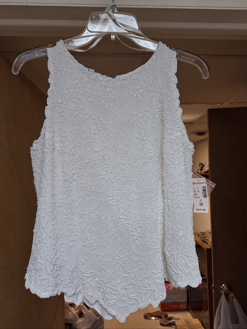 NWT White Dress Barn Collection Beaded Top - 8